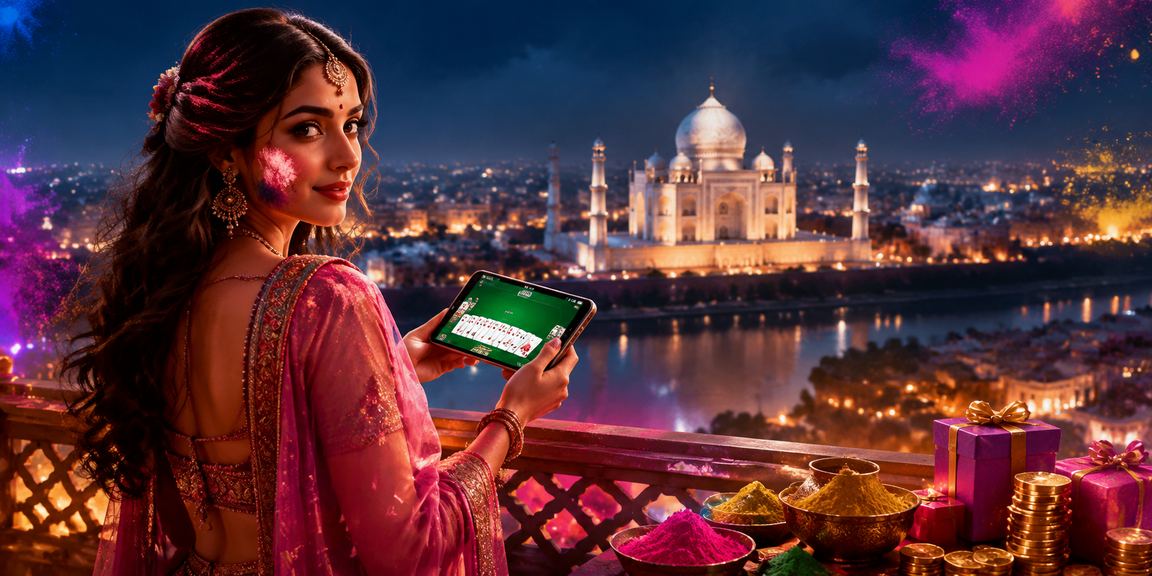 Indian players enjoying online rummy during Holi festival